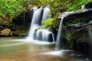 Hunts Creek Falls, Sydney, Australia. Long exposure after heavy rains at a bush reserve at Carlingford